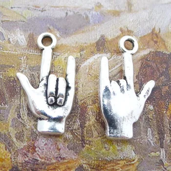 

200pcs Charm I love you gesture Sign Language pendant 23*13mm Antique silver Handmade Jewelry Making DIY Alloy accessories Hot