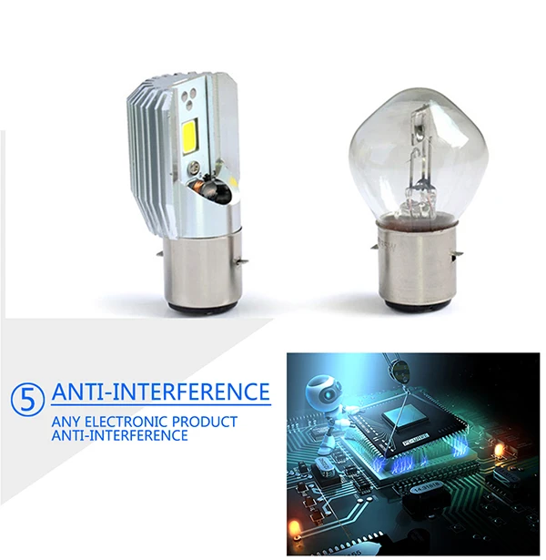 BA20D COB LED Light Bulb Motorcycle Motorbike Headlight Bulb Lamp H6 Cool White Light 800LM Plug  Play Scooter ATV (7)