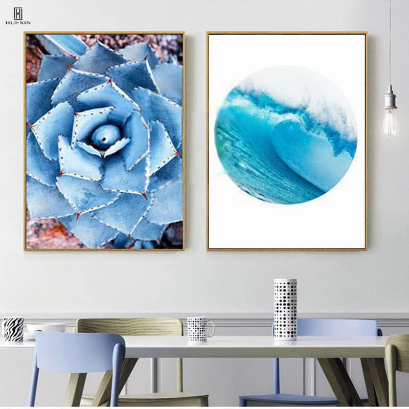 

The Fresh Romantic Style Of The Blue Sea Landscape With Beautiful Surging Blue Tide Decorative Wall Paintings For Home Decor