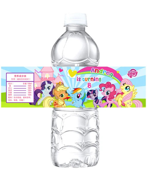 10 X Personalized My Little Pony Bottle Water Labels My Little Pony Theme party wrappers Baby