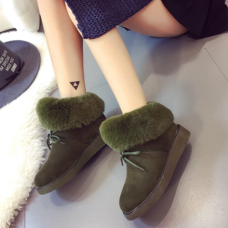 

Winter Women Snow Boots Female Thick Bottomed Velvet Ankle Boots Korean Style Flat Cotton Shoes B2689