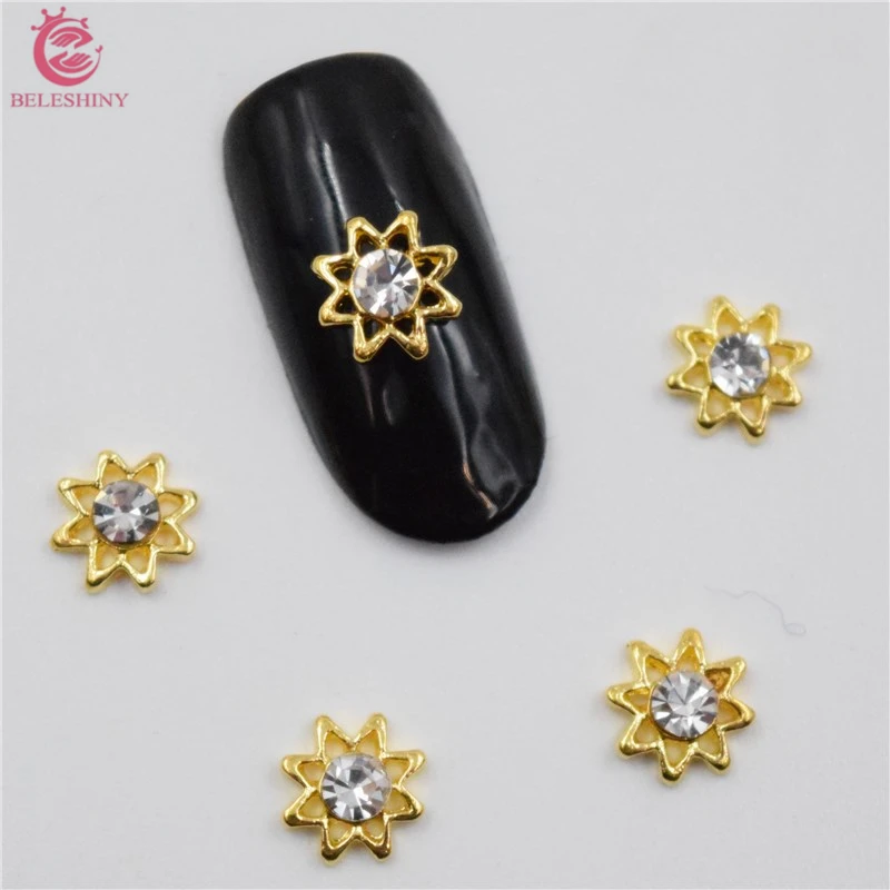 50Pcs new White diamond nail stickers, 3D Metal Alloy Nail Art