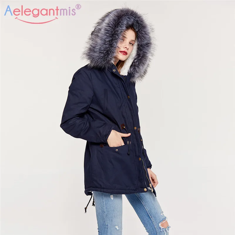 gris En D'hiver Grand À Épais Chaud Capuchon Manteau army Outwear Femmes Taille Femme navy Blue Parkas Noir Plus Longue Veste Col Green Aelegantmis La Coton Fourrure Fausse 7wn0S6t5q