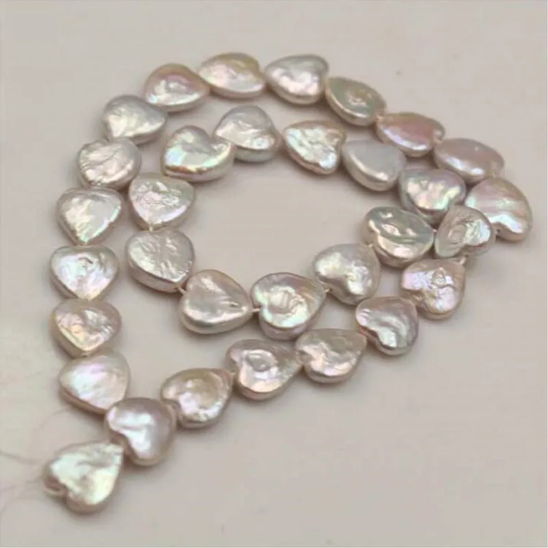 

Promotion 12MM 10Pcs Flat Heart Baroque 100% AA Natural Freshwater Pearl Strand Bead Earring Charms Jewelry Loose Beads