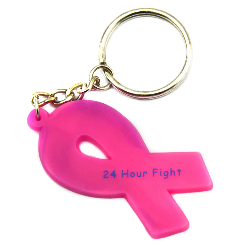 

OneBandaHouse 1PC Multicolor Silicone Ribbon Keychain with Saying 24 Hour Fight Against Cancer