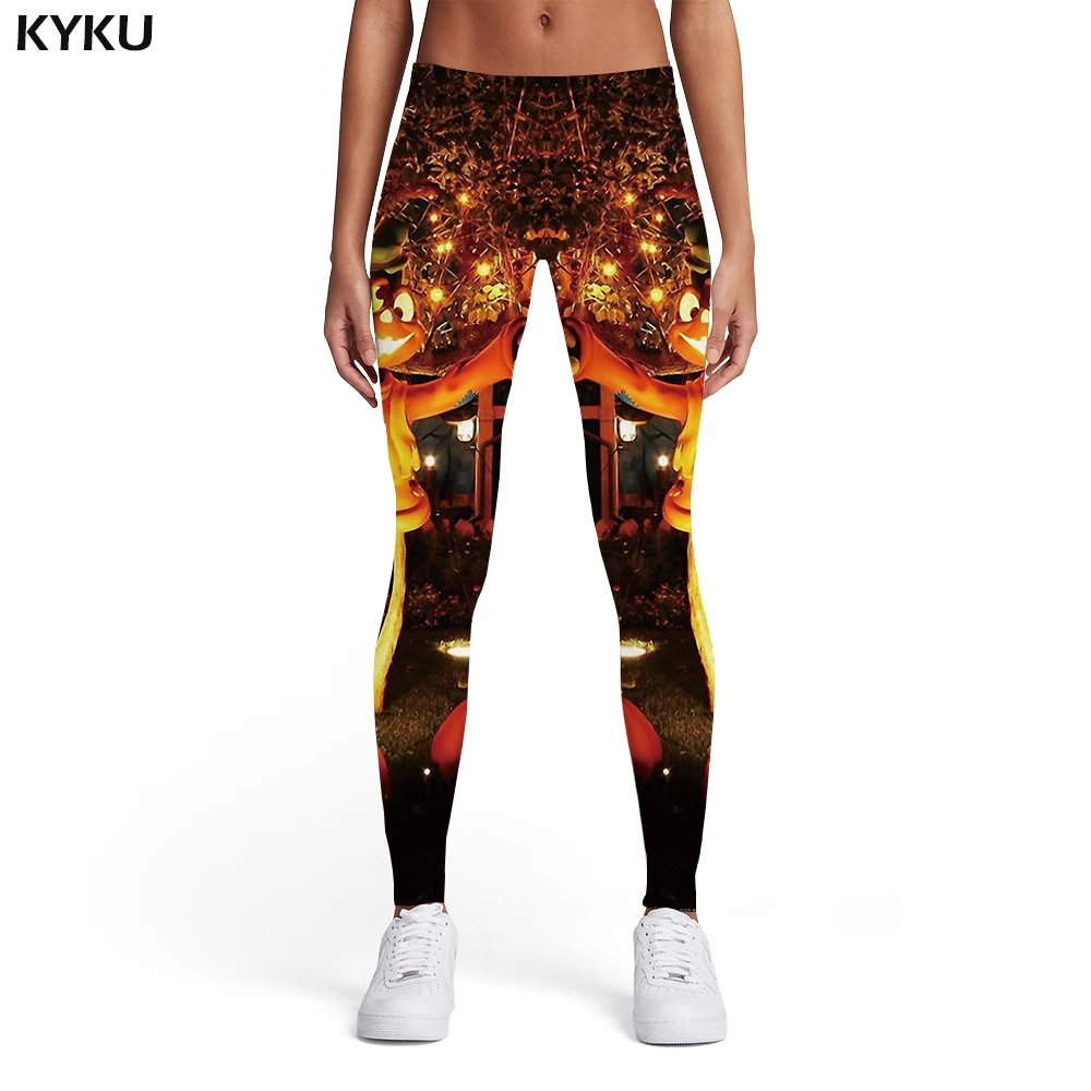 

KYKU Halloween Leggings Women Pumpkin Ladies Cosplay Sexy Tree Sport Party 3d Print Womens Leggings Pants Casual Jeggins Skinny