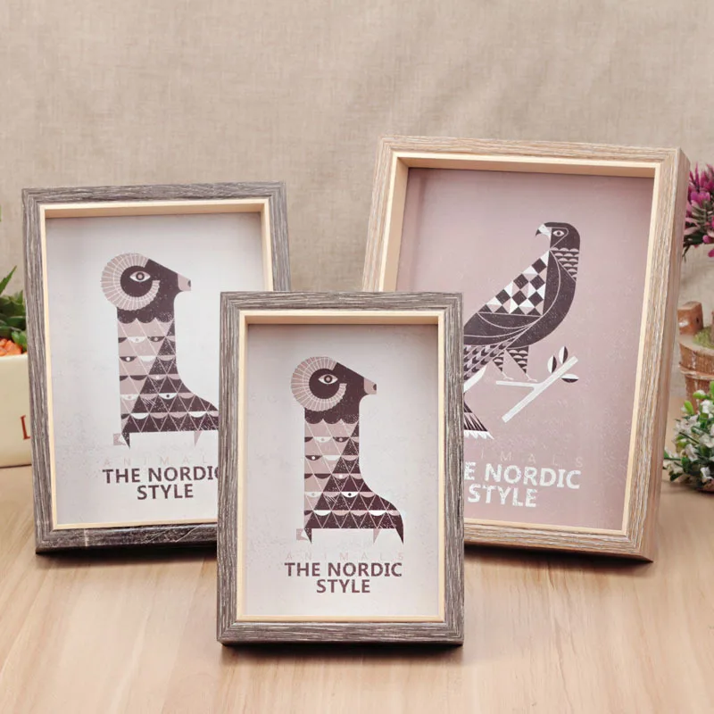 

American Photo Frame Creative Retro Wood Color 8 Inch 7 Inch 6 Inch Home Decoration Hanging Wall Wedding Photo Frame