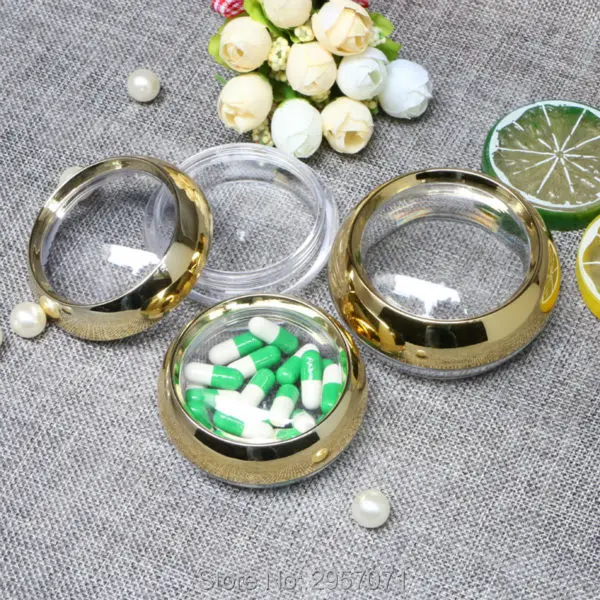 

50g Gold Silver White Acrylic Candy Container Clear Cosmetics Bottles Cream Jar Empty Capsule Bottle 12pcs/lot Makeup Tools