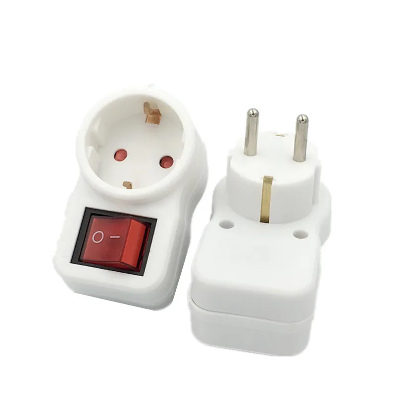 

European Type Conversion Plug 1 TO 1 Way EU Standard Power Adapter Socket With Switch Neon Indicator 16A Travel Plugs