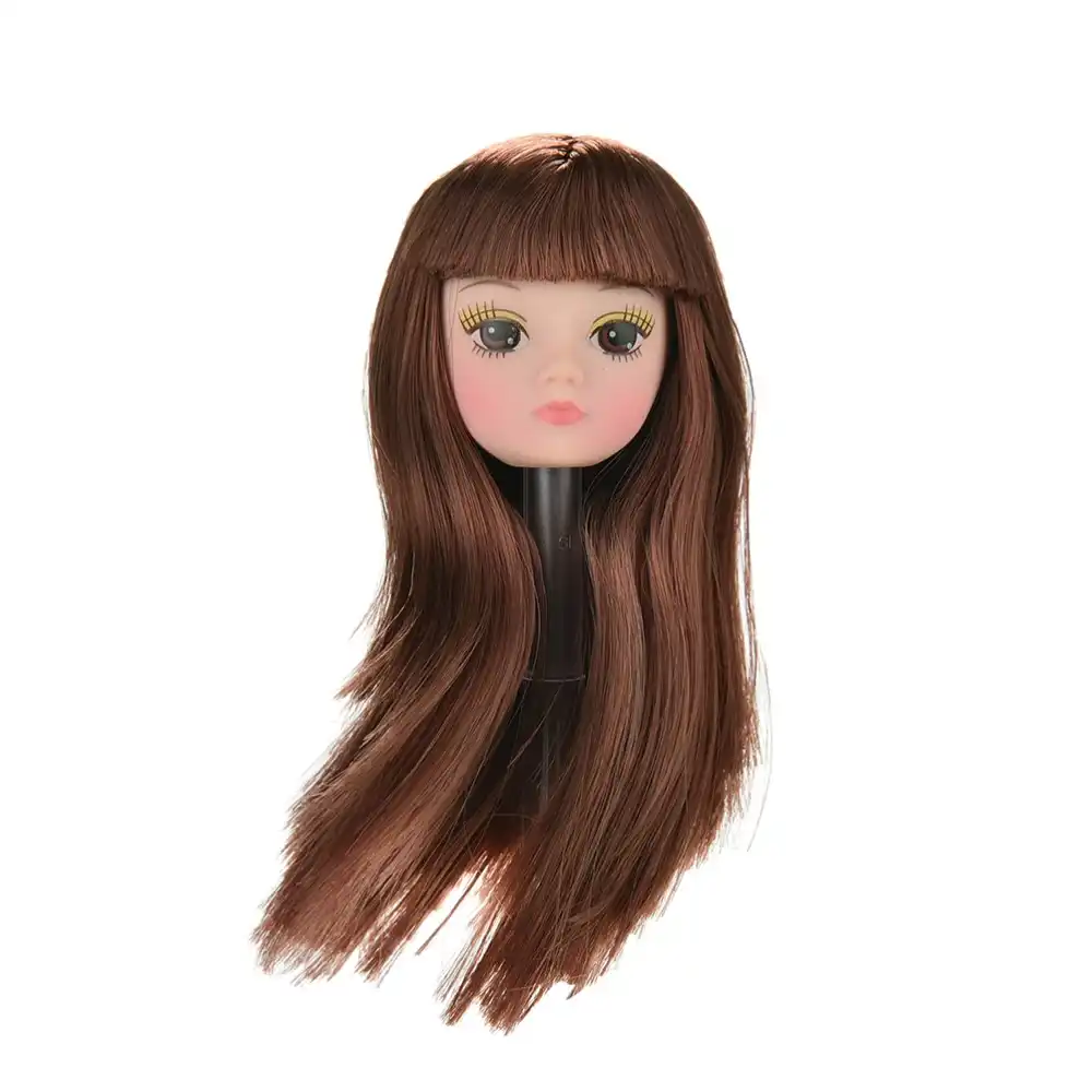 1 * cabeça de boneca com flaxen cabelo longo diy acessórios para boneca brinquedos do bebê quente