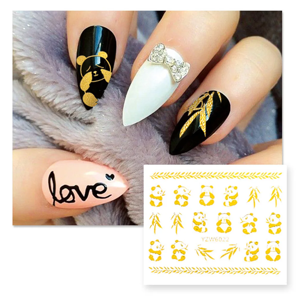 1 упаковка стикеры 3D на ногти Nail Art Наклейки металлические золотые кружевные