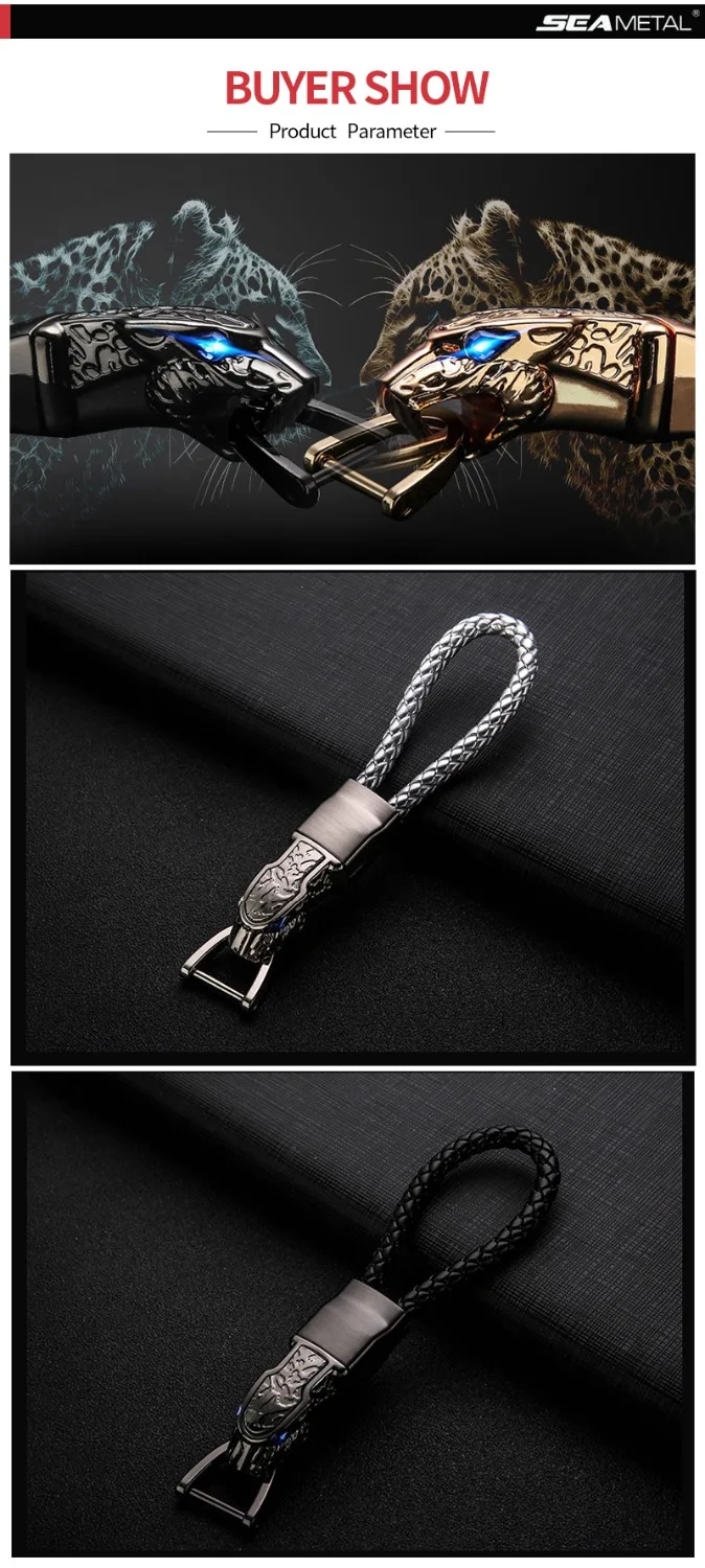 Car Keychain Metal Alloy Hanging For Keys Rings Chains Pendant Holder Fashion Men Women Belt Waist Leopard Head Auto Accessories