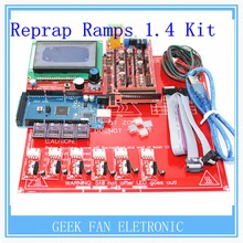 Reprap Рампы 1.4 комплект + Мега 2560 + Heatbed mk2b + 12864 Контроллер ЖК-ДИСПЛЕЯ + DRV8825 + Механическая Фиксатор + Кабели Для 3D принтер
