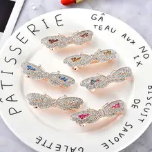 Горный хрусталь заколки в виде бабочек для девочек и женщин сладкий бантом цветок заколка для волос с кристаллами элегантный заколка аксессуары для волос