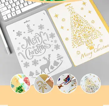 

1pc Novelty Merry Christmas PP DIY Drawing Template Ruler Promotional Gift Stationery Office And School Supplies Xmas Gift