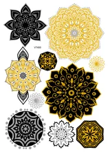 Latest 2016 High Quality Fashional Temporary Mandala Flower Tattoo Metallic Gold Silver Indian Henna Flash Body Hands Tattoo New