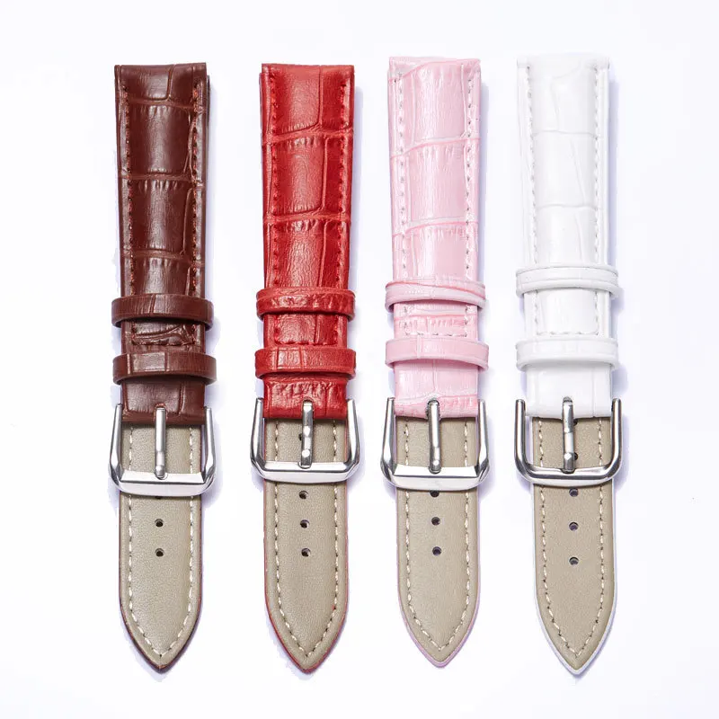 6 Colors Watch Strap Brown Black Red White Leather Calf Leather Watch Accessories Replacement 12mm 14mm 16mm 18mm 20mm 22mm 24mm