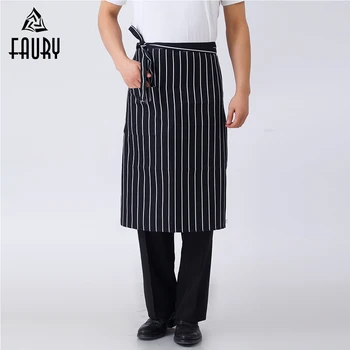 

Wholesale Striped Graphic Print Adjustable Food Service Half Apron Restaurant Hotel Waiter Chef Home Kitchen Work Wear Uniform