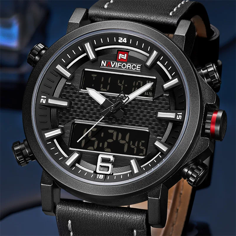 

NAVIFORCE Mens Watches Top Brand Luxury Sports Watch Men Fashion Casual Leather Clock Waterproof Quartz Watch Relogio Masculino