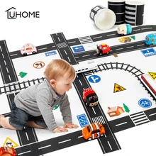 11pcs Road Set Railway Road Washi Tape Sticker Wide Creative Traffic Road Adhesive Masking Tape Scotch