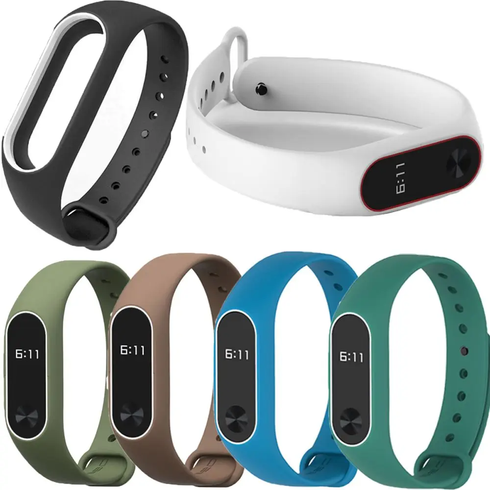 

New Arrival 1Pc Replacement Rubber Original Metal Buckle Sports Wristband For Xiaomi Mi Band 2 Watch Unisex