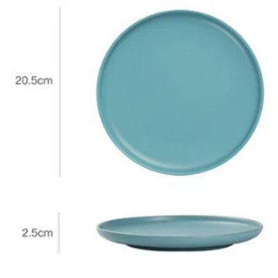 8 10 дюймов Нескользящая керамическая пластина однотонное цветное блюдо для завтрака стейк Западная еда фрукты для дома отель кофе магазин торт магазин - Цвет: blue-20.5x2.5cm