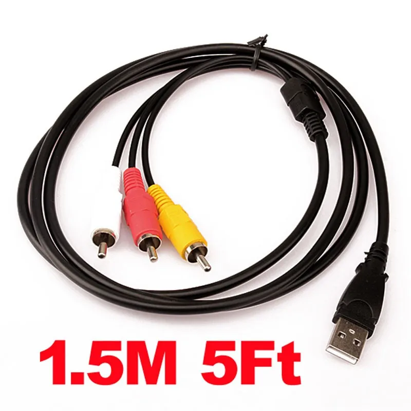 

New 1.5M 5ft USB Male A to 3 RCA AV A/V TV Adapter Cord Cable Audio AV Cable