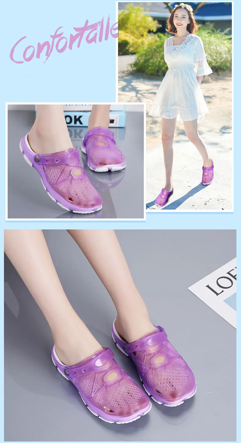 2019 Summer Women Sandals Jelly Shoes Breathable Woman Beach Shoes Zapatos De Mujer Ladies Slides Candy Rainbow Flats Sandalias Mujer (9)