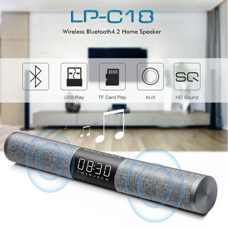 Домашний ТВ Bluetooth динамик объемный сабвуфер Будильник беспроводной звуковой бар
