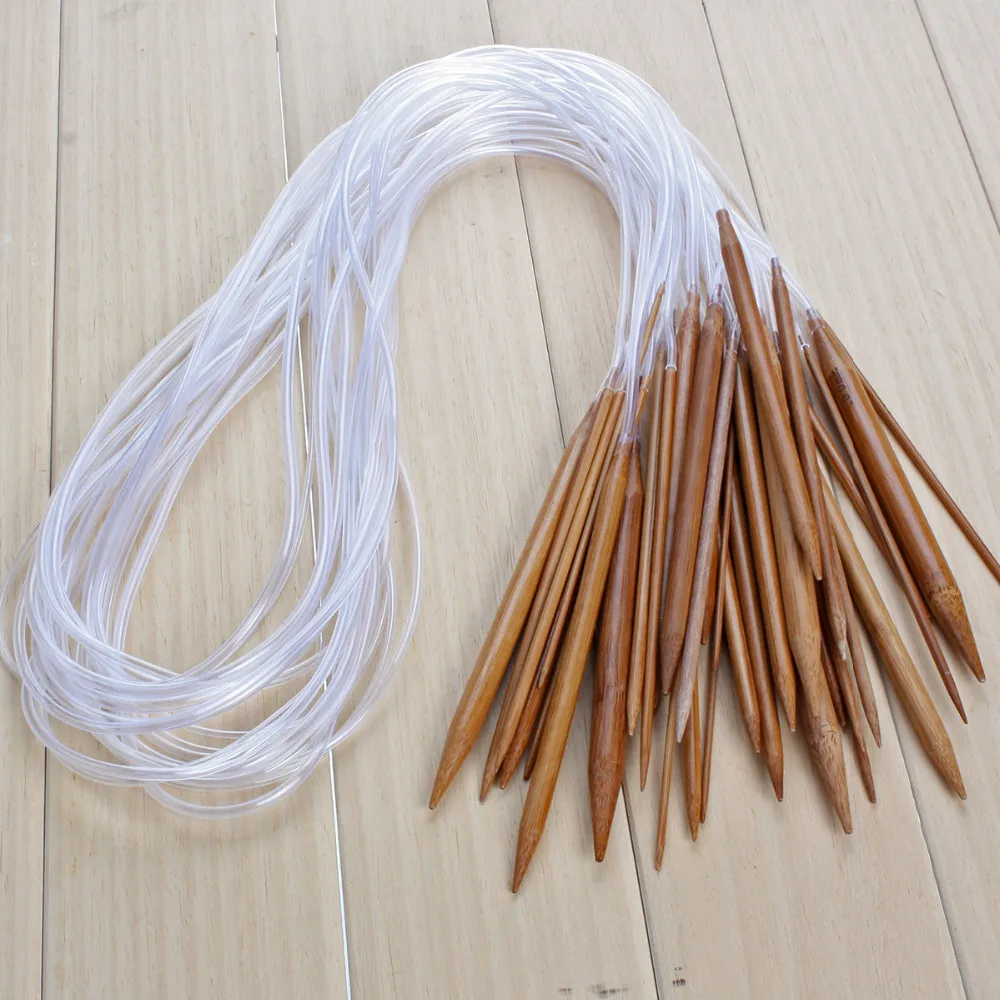 1 Set 18 Sizes Afghan Tunisian Carbonized DIY Circular Bamboo Needle