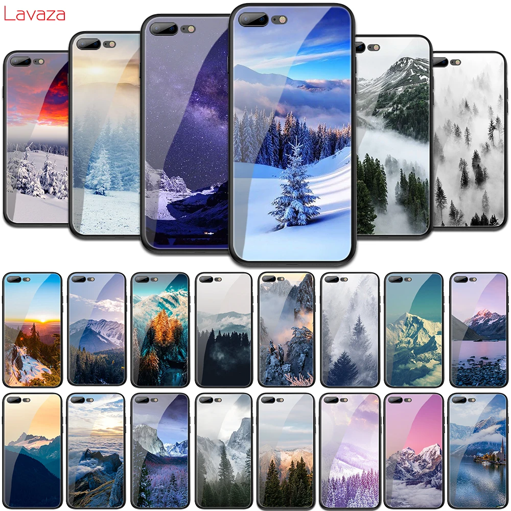 Lavaza Forest Snow mountain Tempered Glass Soft Cover for iPhone 6 6S 7 8 Plus 5 5S SE XR X XS 11 Pro MAX Case | Мобильные телефоны