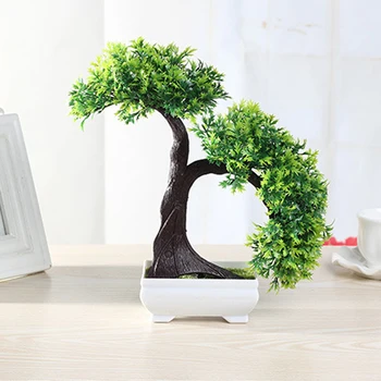 

REDJCK Green Plastic Artificial Tree Flower Bonsai Small Plants Ornaments For Office Home Living Room Furnishings Decorative