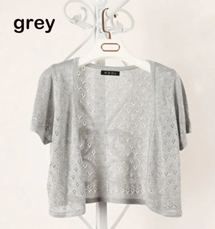 

12 Colors Summer Women V-Neck Knitted Casual Loose Short Sleeve Sweaters Cardigans Lady Knitting Open Stitch Outwear