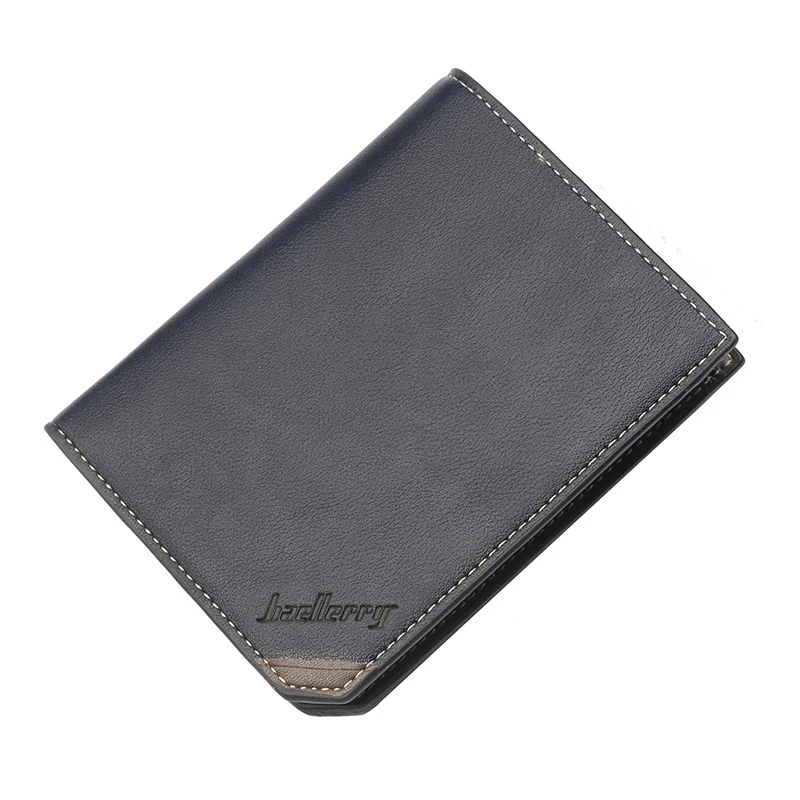 Повседневный мужской кошелек многофункциональный мягкий кожаный короткий кошелек деловой вертикальный кошелек - Цвет: Dark blue M