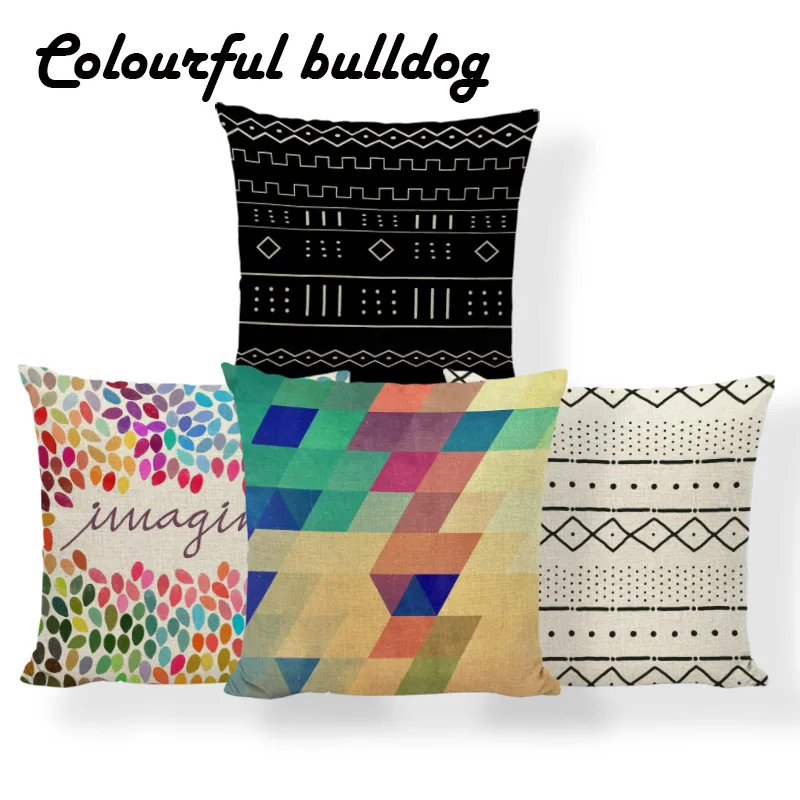 

Imagine Geometry Cushion Cover Vintage Pillow Cases Garden Waist Support Throw Pillow Cover 43*43 Linen Blend Interesting Things