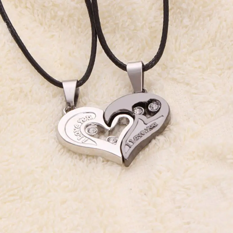 2 шт. парные ожерелья с сердцем для влюбленных I Love You 1/2 романтическое ожерелье