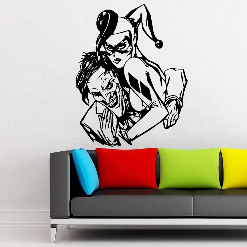 Harley Quinn and Joker Sticker Marvel Comics Superhero Wall Decal Home