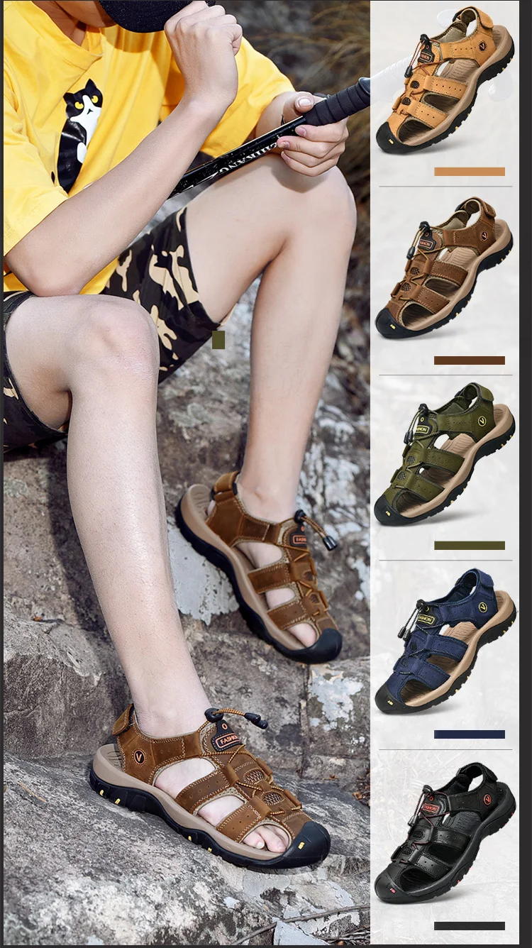 Классические мужские сандалии из натуральной кожи; мужские мягкие сандалии; Летние мокасины; пляжная обувь; тапочки; повседневные кроссовки; Уличная обувь; очень большие размеры