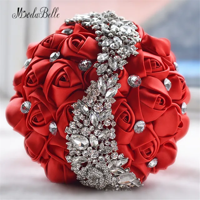 2016 Wedding Flowers Bridal Bouquets Red Artificial Rose Luxury 2016 Wedding Flowers Bridal Bouquets Red Artificial Rose Luxury Diamond Crystal Bouquet Bling Brides Ramo