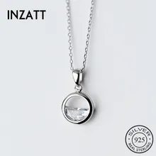 INZATT, настоящее 925 пробы, Серебряный Кристалл, Круглый минималистичный кулон, колье, минималистичное, хорошее ювелирное изделие для женщин, вечерние, аксессуары