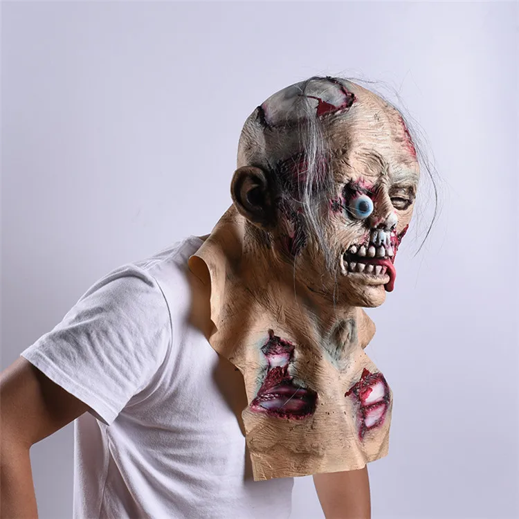Страшная маска зомби, Реалистичная маска для головы на Хэллоуин, косплей, вечерние, реквизит, головные уборы, тухлая кровавая маска, маска из латекса, Реалистичная