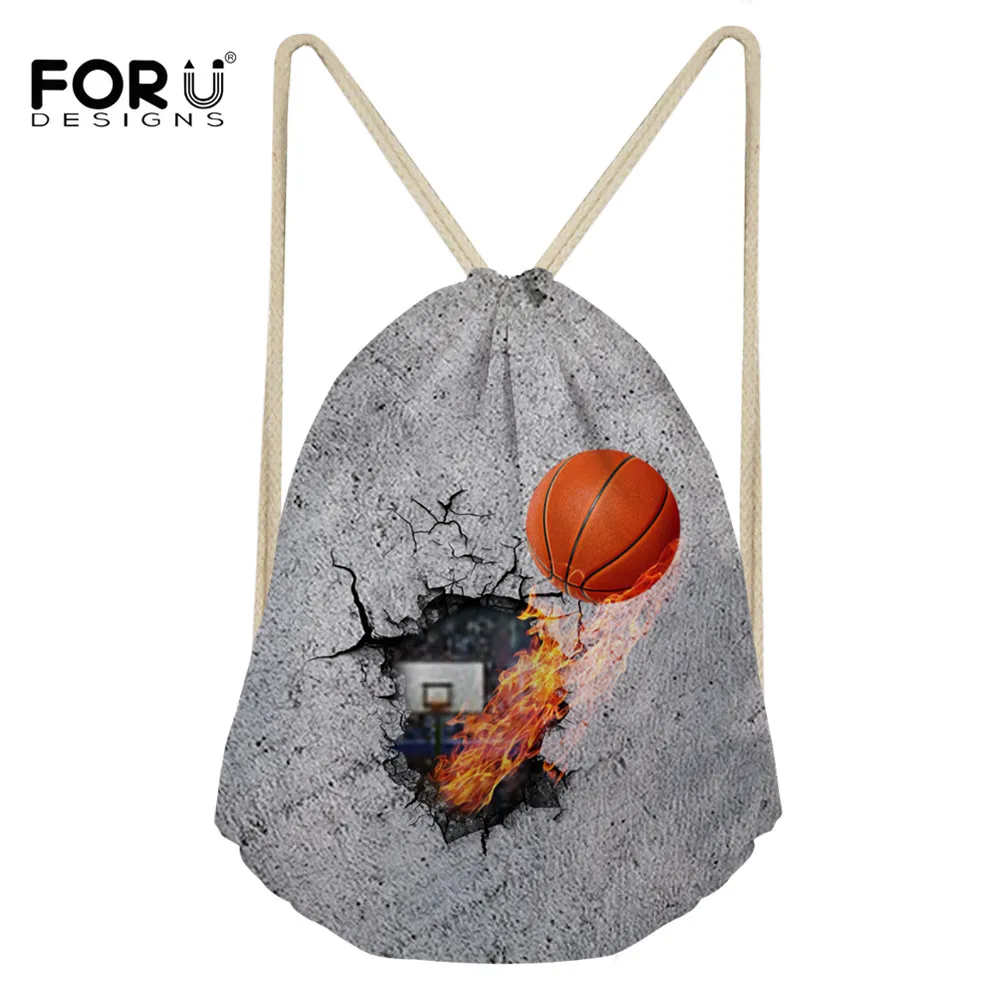 

FORUDESIGNS 3D Printing Basket-ball Drawstring Bag for Men Travelling Backpacks String Sack Sport Gym for Shoes Storage Package