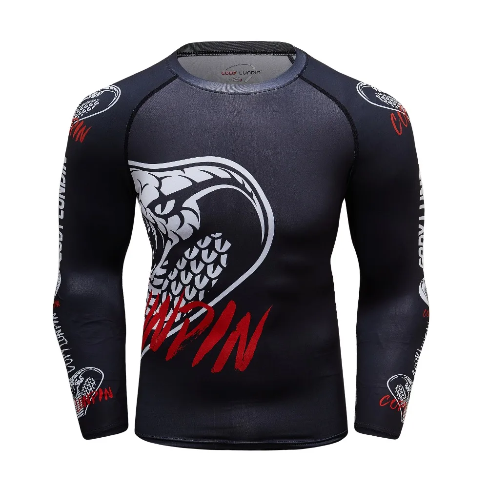 

UFC MMA BJJ T shirt Men long Sleeve Cobra 3D Print Compression Shirt Men's T shirt Guard Fit Slinky Bodybuilding Warrior Tops