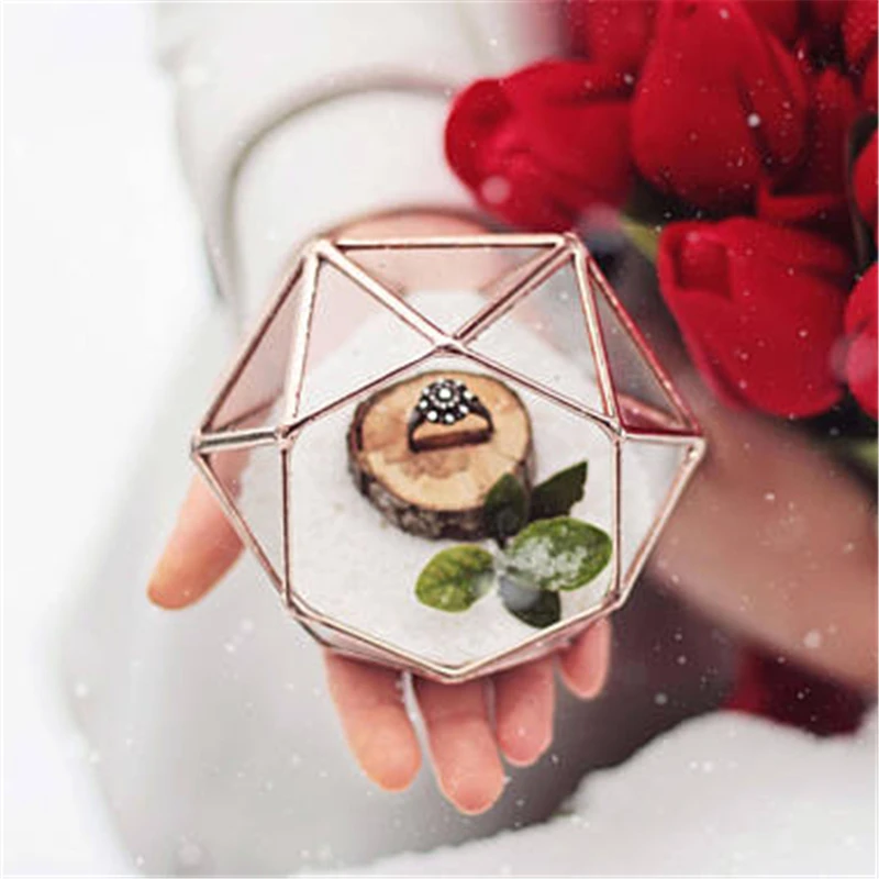 Геометрический Террариум свадебное кольцо на носителя коробка стекло алмаз Террариум офисная кабина плантатор суккулент плантатор свадебный подарок декор