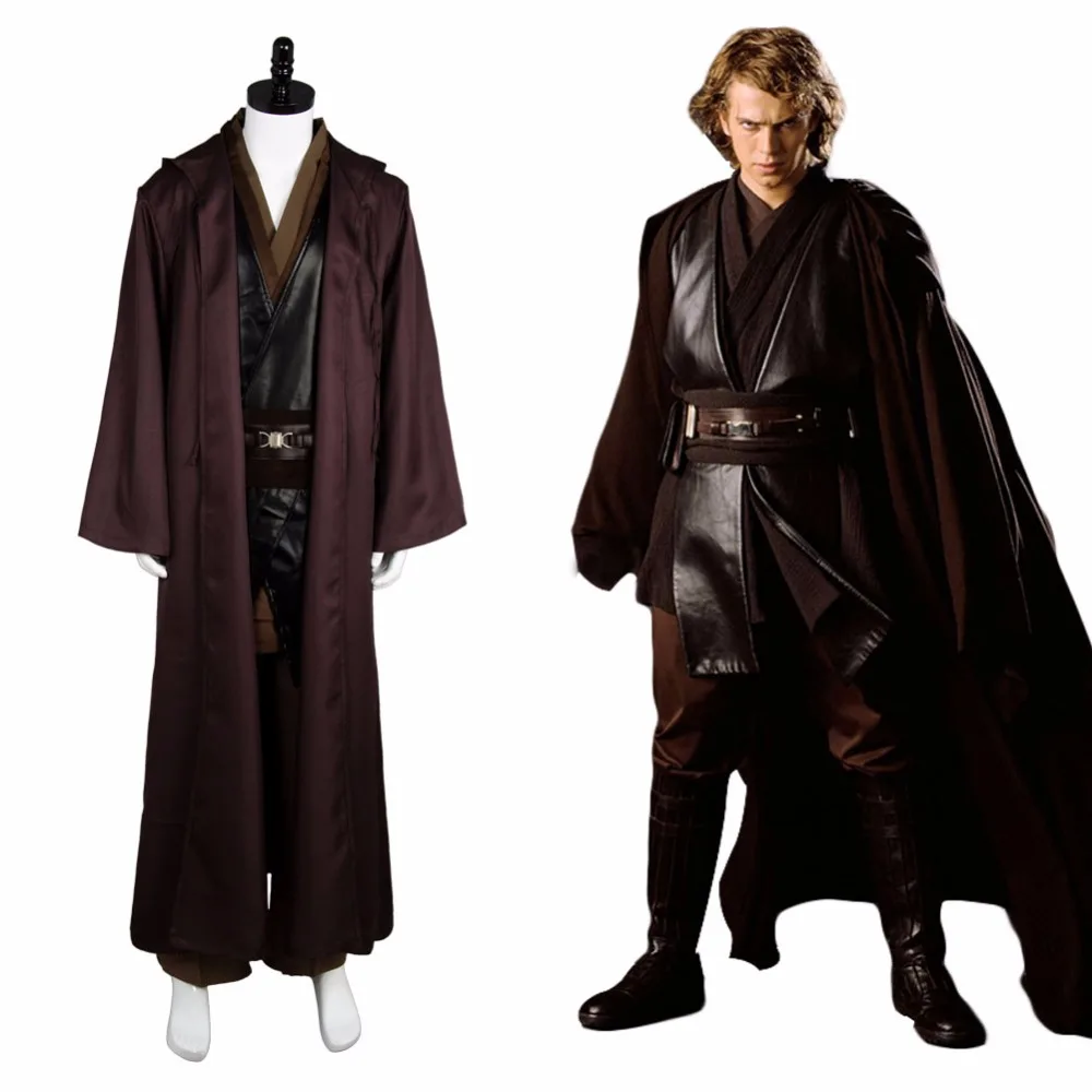Star Wars Anakin Skywalker Outfit Brown Robe Cloak for Men Adult Halloween Cosplay Costume ...