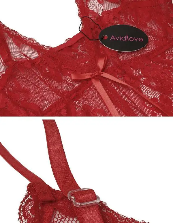 Avidlove Для женщин сексуальное женское белье кружевное нижнее белье горячая эротическая Ночная рубашка Летний сон платье с лямкой на шее с