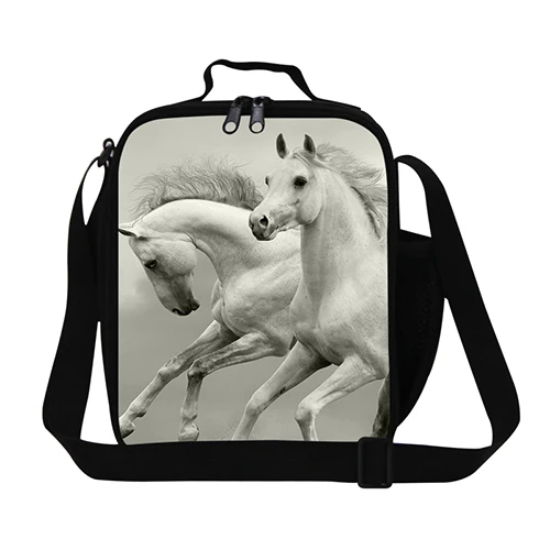 Персонализированные лошадь 3D рюкзак с принтом для студентов школы, мальчики крутая сумка-холодильник для завтраков, мужская сумка для еды для работы, взрослые пищевые сумки - Цвет: Темно-серый