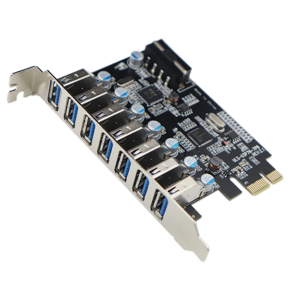 PCIe USB 3,0 7-Порты и разъёмы PCI Express карты расширения PCI-E USB3.0 концентратор с Molex Мощность разъем Поддержка UASP Windows 10, 8,1, 8,7, XP