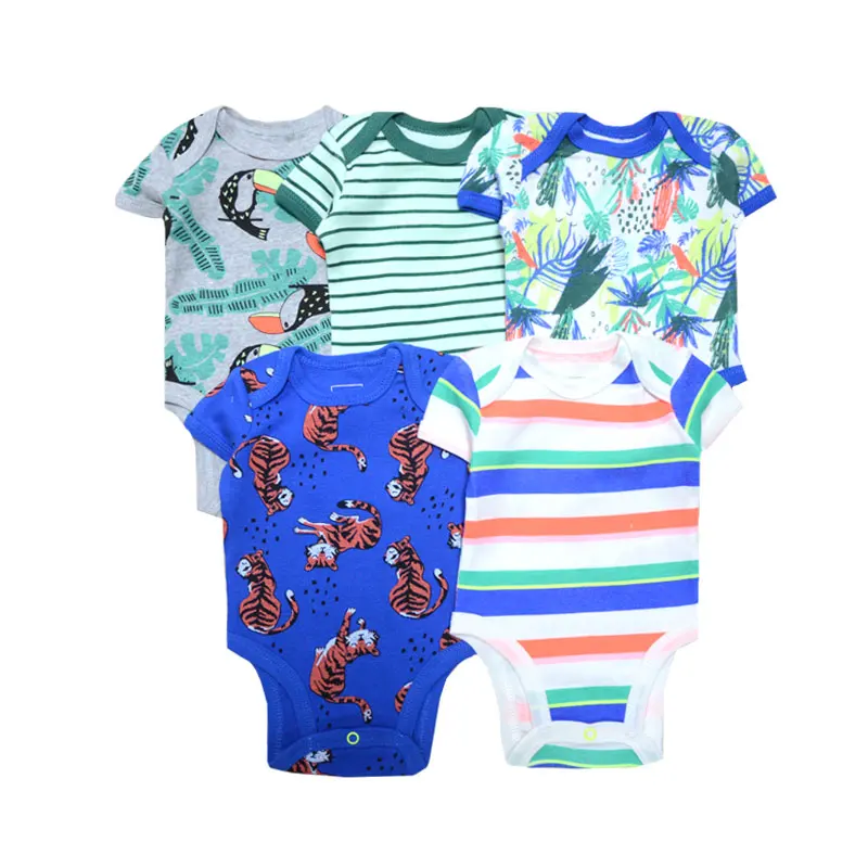 Летние Комбинезоны для маленьких мальчиков; коллекция года; одежда унисекс с принтом животных для новорожденных девочек