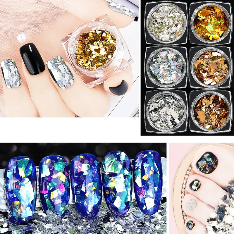 

Nail Art Decorations Shell Glitter Cellophane Sequins Irregular Paper Powder Manicure Sticker DIY Tips Design Tools Set